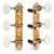 Sloane Classical Guitar Tuners with Pearloid Knobs and Leaf Baseplates, Bright Brass, Black Rollers