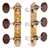 Sloane Classical Guitar Tuners with Snakewood Knobs and Leaf Baseplates, Bright Brass, White Rollers
