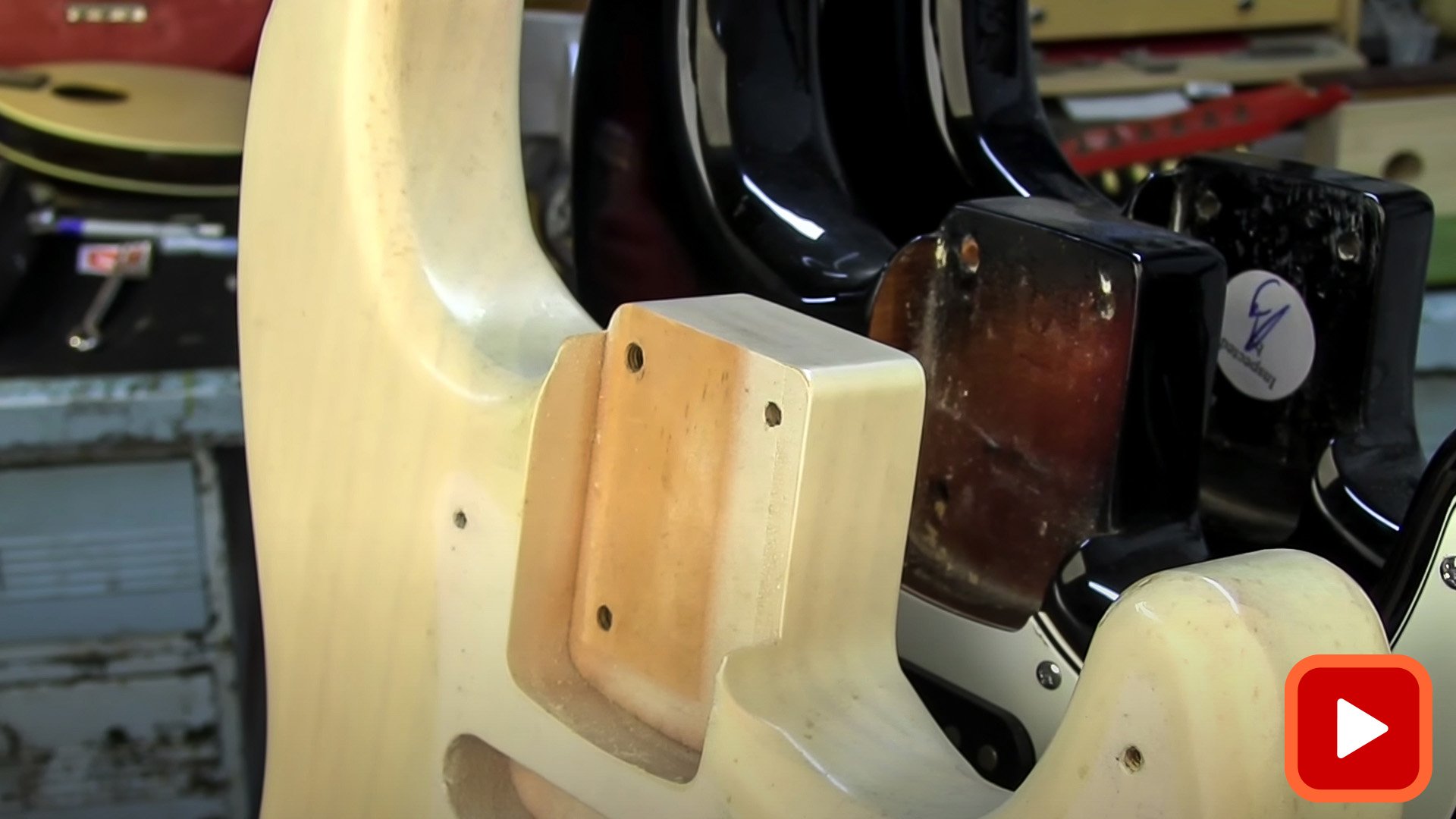 Electric guitar body showing neck pocket