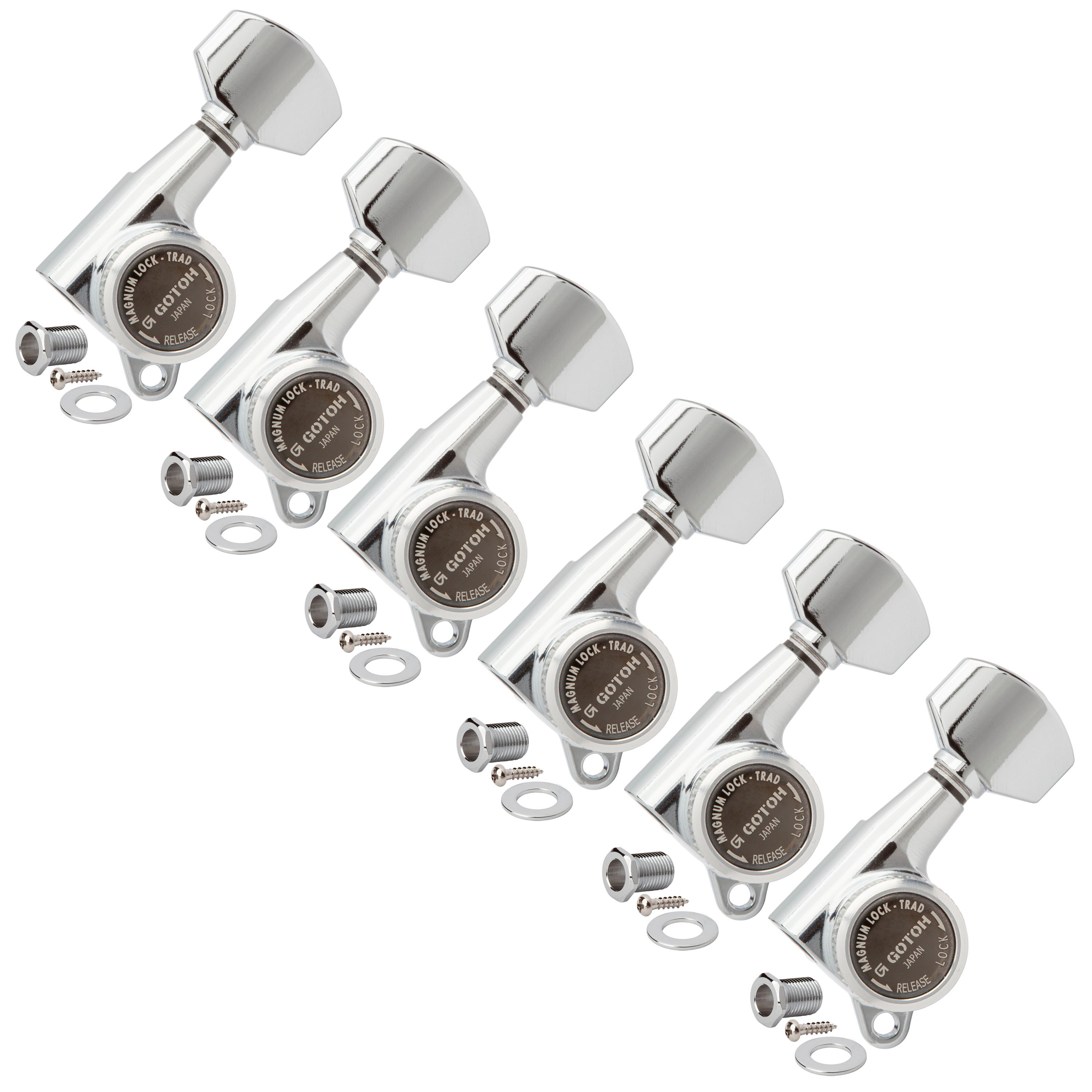 Gotoh Magnum Lock-Trad 6-In-Line Tuners, Chrome Gotoh Magnum Lock-Trad 6-In-Line Tuners, Chrome