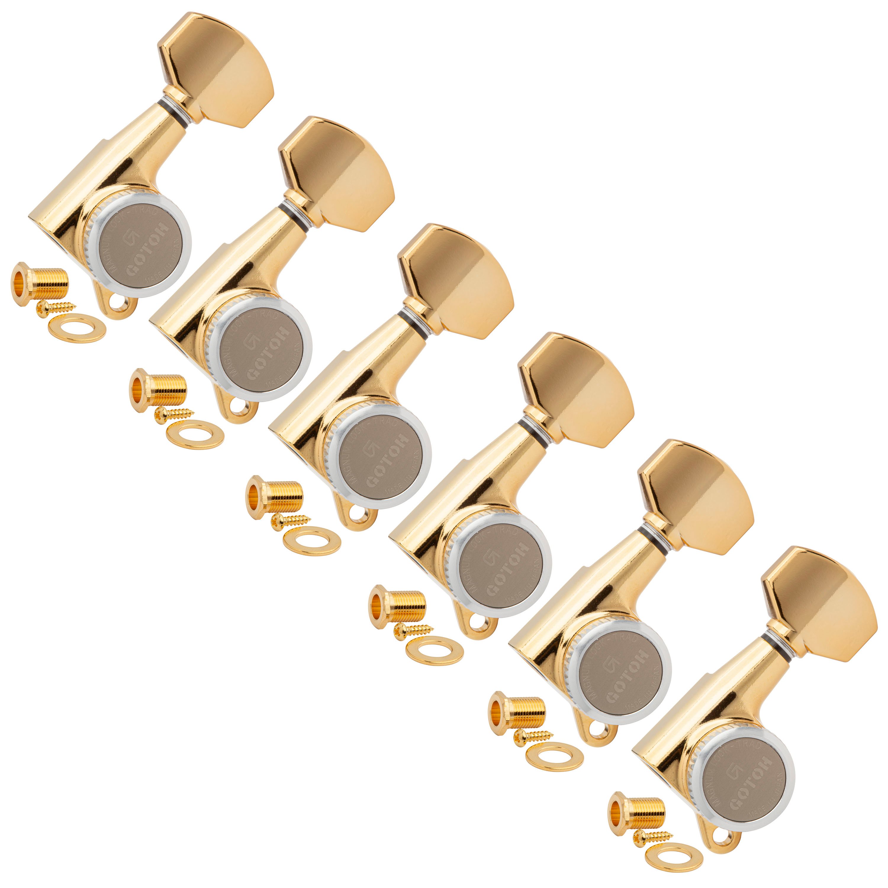 Gotoh Magnum Lock-Trad 6-In-Line Tuners, Gold Gotoh Magnum Lock-Trad 6-In-Line Tuners, Gold